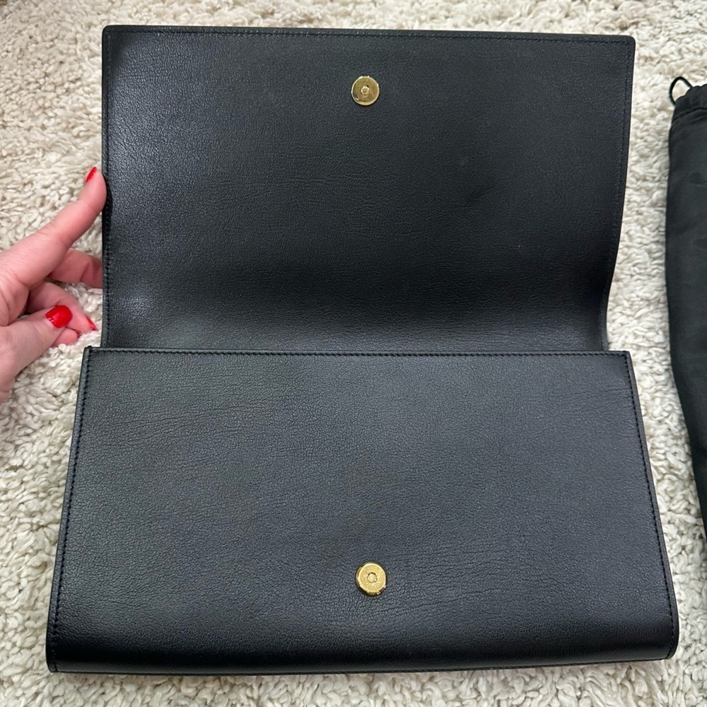 Yves Saint Laurent YSL Black on Black Clutch with Dust Bag - Picture 13 of 15